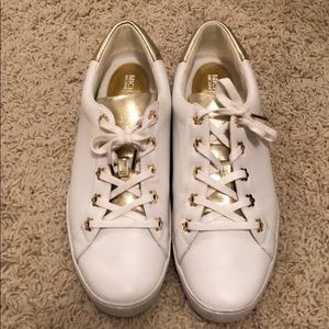 Gold and White Michael Kors Sneakers